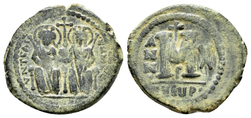 JUSTIN II (565-578).Antioch.Follis.

Obv : D N IVSTINOS ΔIΔ Ν.
Justin and Sophia...