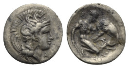 Calabria, Tarentum. Diobol circa 380-325 BC, AR 12.83 mm, 0.93 g. 
Slightly corrosion, otherwise, Good VF