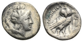 Calabria, Tarentum. Drachm circa 280-272 BC, AR 17.61 mm, 3.13 g. 
About VF