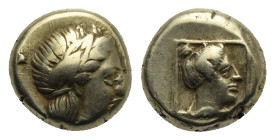 Lesbos, Mytilene. Hecte circa 377/26 BC, EL 9.71 mm, 2.54 g. 
VF