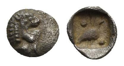 Caria, Mylasa. Tetartemonion circa 420-390 BC, AR 5.66 mm, 0.13 g. 
About VF