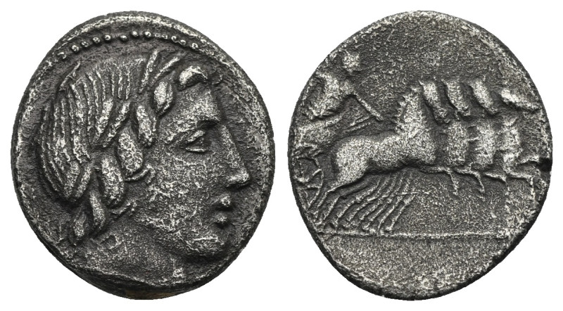 Anonymous. Denarius 86 BC. AR 16.25 mm, 3.73 g. 
Dark patina and minor roughness...