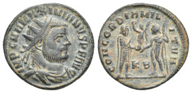 Maximianus I Herculius, 286-310. Antoninianus, Cyzicus circa 295-299, AE 21.21 mm, 2.93 g.
Good VF