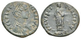 Aelia Flaccilla Augusta (first wife of Theodosius I), 379-386. Follis, Antioch circa 383-386, AE 21.81 mm, 4.54 g.
VF