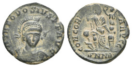 Theodosius II, 408-450. Ae 3, Nicomedia circa 408-450, Æ 17.84 mm, 2.53 g.
VF