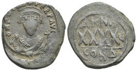 Phocas, 602-610. Follis Constantinopolis dated (ANNO Ч) RY 5, 606-607 AE 31.00 mm, 9.79 g.
About VF