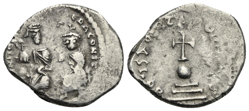 Heraclius with Heraclius Constantinus, 610-641. Hexagram Constantinopolis 632/5,...