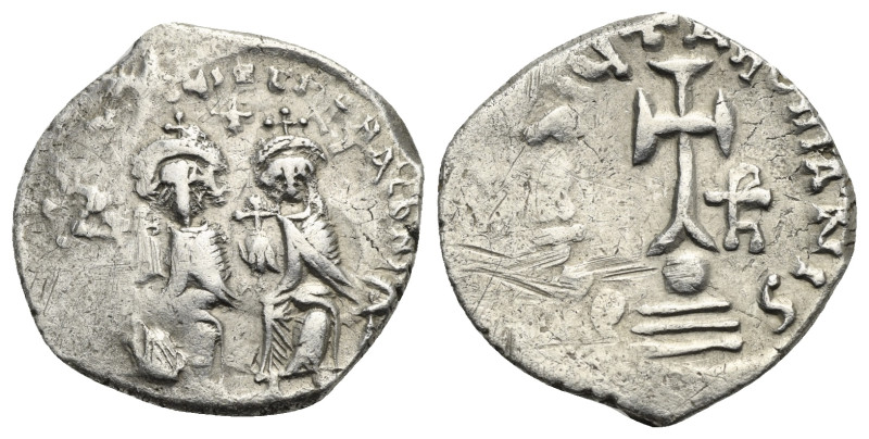 Heraclius with Heraclius Constantinus, 610-641. Hexagram Constantinopolis 632/5,...