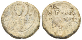 Byzantine Exarchs, Gregorios Patrikios, 11th Century. Seal Costantinopolis 11th Century, Pb 27.32 mm, 17.16 g. 
VF