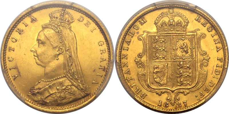 UNITED KINGDOM. Victoria, 1837-1901. 
Gold half-sovereign, 1887. London. No JEB...