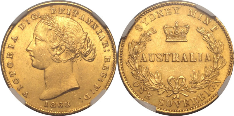 AUSTRALIA. Victoria, 1837-1901. 
Gold sovereign, 1868 SY. Sydney. Yellow Gold. ...