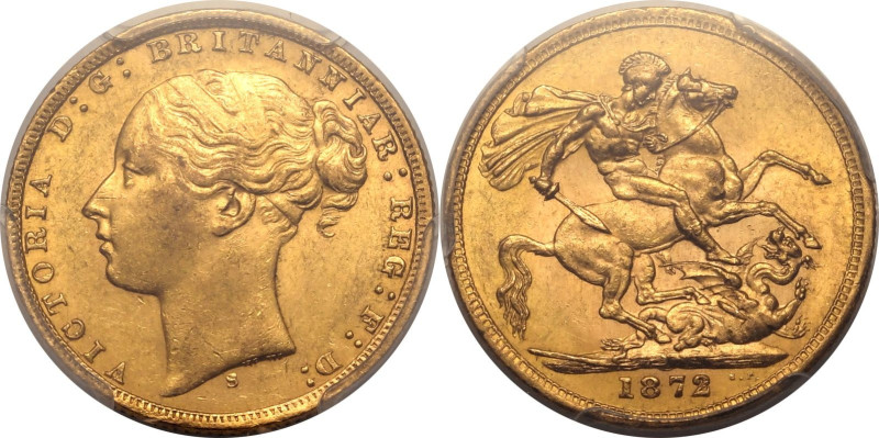 AUSTRALIA. Victoria, 1837-1901. 
Gold sovereign, 1872 S. Sydney. St George. 
Y...