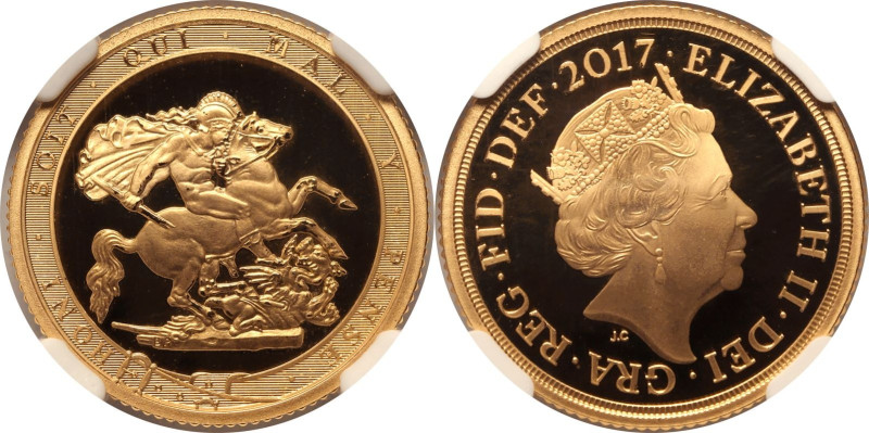 UNITED KINGDOM. Elizabeth II, 1952-2022. 
Gold sovereign, 2017. Royal Mint. Pro...