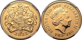 United Kingdom Elizabeth II 2022 Gold Sovereign Platinum Jubilee NGC MS 70 DPL