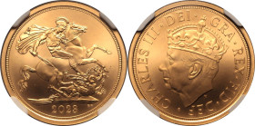 United Kingdom Charles III 2023 Gold Sovereign Coronation of King Charles III Matte NGC MS 70 MATTE
