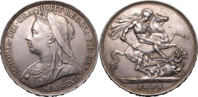 United Kingdom Victoria 1895 Silver Crown LIX About extremely fine