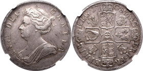 Great Britain Anne 1708 Silver Halfcrown Plumes NGC AU 55