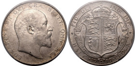 United Kingdom Edward VII 1910 Silver Halfcrown PCGS AU58