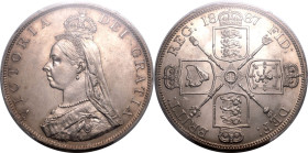 United Kingdom Victoria 1887 Silver Double Florin Roman I in date PCGS MS64