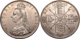 United Kingdom Victoria 1887 Silver Double Florin Roman I in date Extremely fine