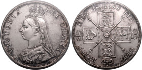 United Kingdom Victoria 1888 Silver Double Florin Inverted 1 for second I in VICTORIA PCGS MS61