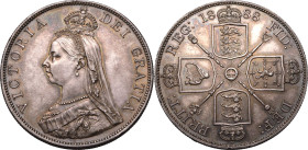 United Kingdom Victoria 1888 Silver Double Florin About extremely fine, toned