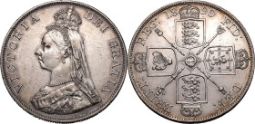 United Kingdom Victoria 1890 Silver Double Florin Good very fine