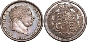 United Kingdom George III 1817 Silver Shilling Extremely fine, toned