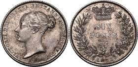United Kingdom Victoria 1853 Silver Sixpence About extremely fine