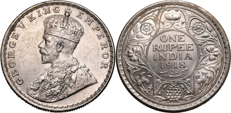 INDIA. BRITISH. George V. 
Silver 1 rupee, 1918. Calcutta. 
Mint state. 

Re...