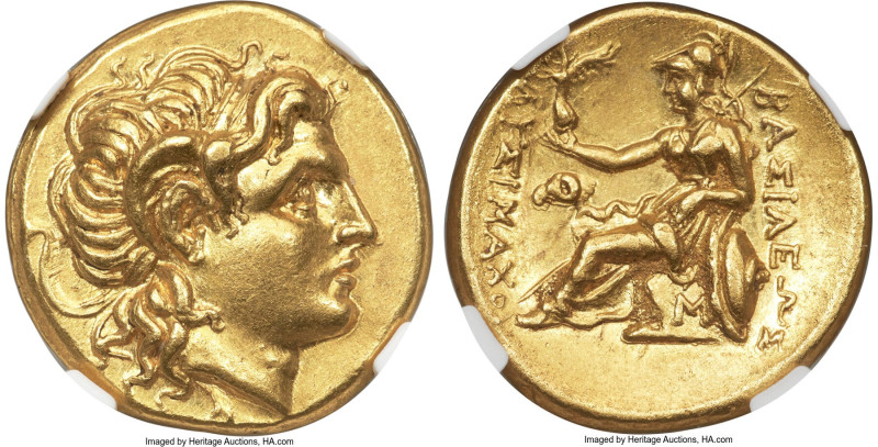 THRACIAN KINGDOM. Lysimachus (305-281 BC). AV stater (19mm, 8.51 gm, 12h). NGC A...