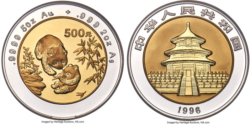 People's Republic bi-metallic gold & silver Proof "Panda" 500 Yuan 1996 PR68 Ult...