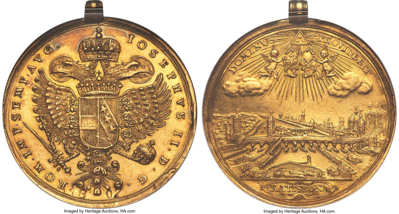 Regensburg. Free City gold 10 Ducat ND (1765-1790)-B AU Details (Mounted, Tooled...