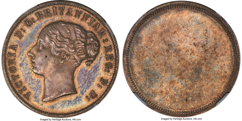 Victoria silver Uniface Obverse Trial Pattern Crown ND (c. 1860) MS65 NGC, ESC-U...