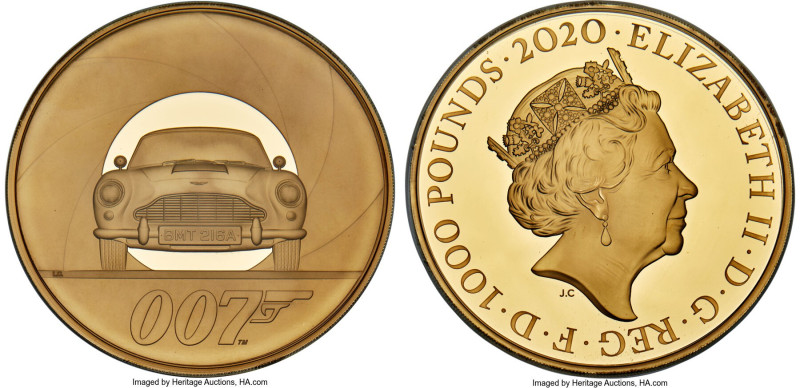 Elizabeth II gold Proof "James Bond 007" 1000 Pounds (Kilo) 2020 PR69 Ultra Came...