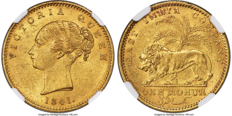 British India. Victoria gold Mohur 1841.-(b&c) MS61 NGC, Bombay or Calcutta mint...