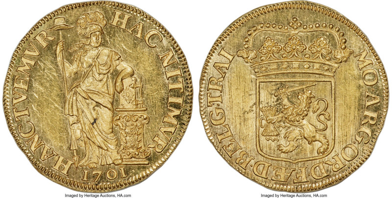 Utrecht. Provincial gold Gulden 1701 MS64 NGC, Utrecht mint, Delm-978 (R3), PW-U...