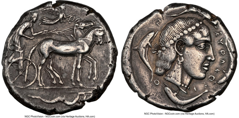 SICILY. Syracuse. Second Democracy (ca. 450-440 BC). AR tetradrachm (26mm, 17.37...