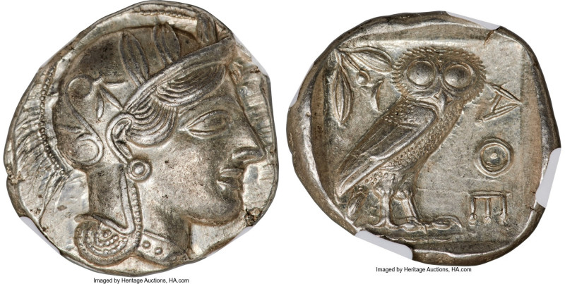 ATTICA. Athens. Ca. 440-404 BC. AR tetradrachm (26mm, 17.19 gm, 7h). NGC MS 5/5 ...