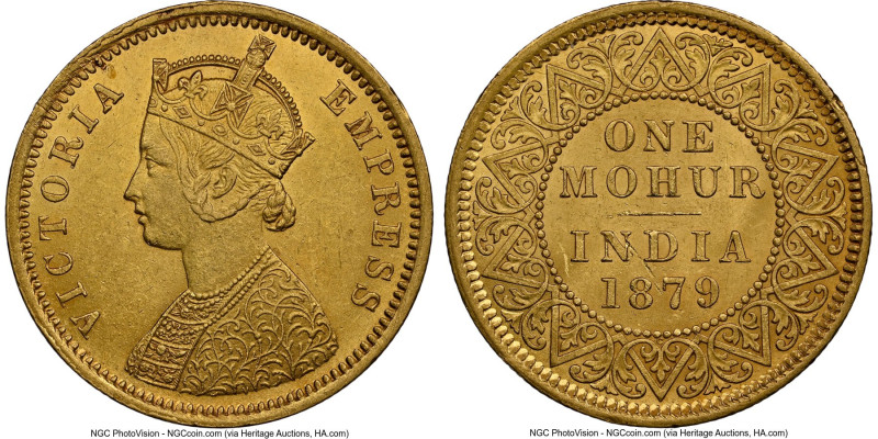 British India. Victoria gold Mohur 1879-C MS62 NGC, Calcutta mint, KM496, Prid-1...