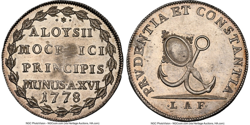 Venice. Alvise Mocenigo IV Osella 1778 (Ann XVI)-LAF MS64 NGC, Paolucci-261, CNI...