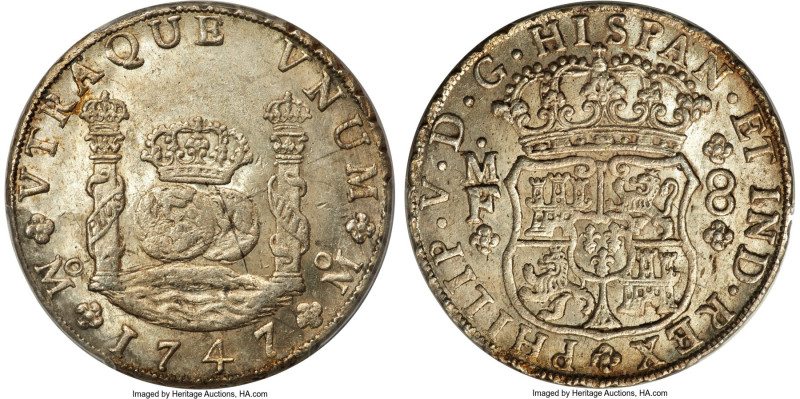 Philip V 8 Reales 1747 Mo-MF MS62 PCGS, Mexico City mint, KM104.1, Cal-1472. A s...