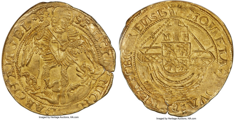 Thorn. Margaret of Brederode gold Angel ND (1557-1577) MS62 NGC, Delm-266; Fr-17...