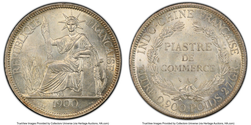 French Colony Piastre 1900-A MS63 PCGS, Paris mint, KM5a.1, Lec-282. Brilliance ...