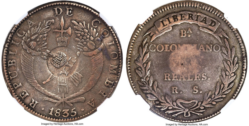 Spanish Colony. Isabel II Counterstamped 8 Reales ND (1834-1837) VF35 NGC, KM109...