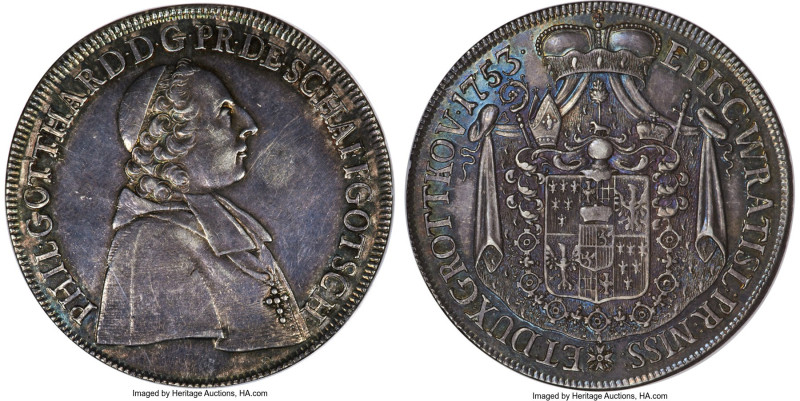 Breslau. Philipp Gotthard von Schaffgotsch Taler 1753-D AU58 NGC, Vienna mint, K...