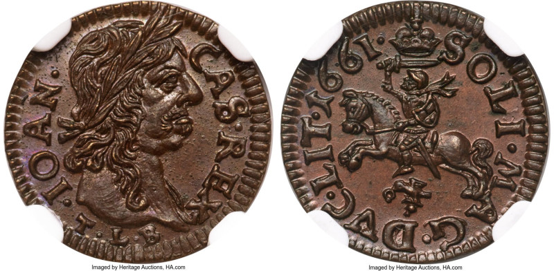 Lithuania. Johann II Kasimir Schilling 1661-TLB MS65 Brown NGC, KM50, Gum-1866. ...