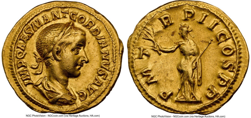 Gordian III, as Augustus (AD 238-244). AV aureus (21mm, 5.00 gm, 12h). NGC XF 4/...