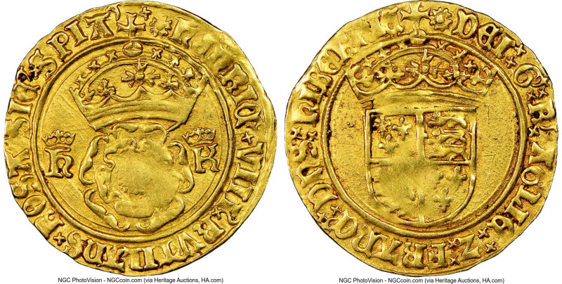 Henry VIII (1509-1547) gold Crown of the Double Rose ND (1526-1544) AU55 NGC, To...