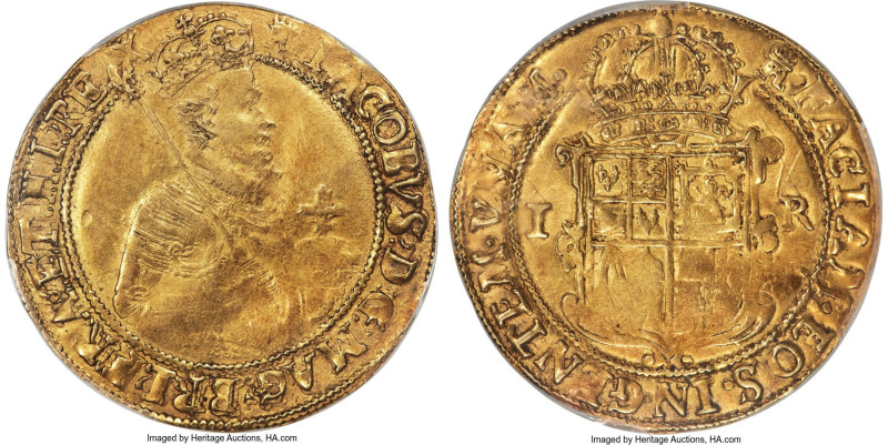 James I gold Unite ND (1612-1613) XF Details (Graffiti) PCGS, Tower mint, Tower ...